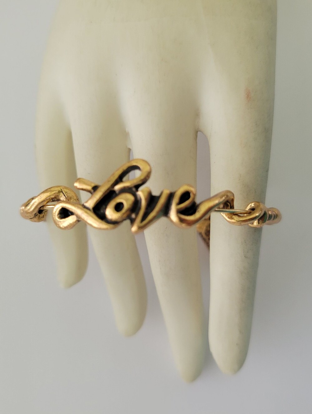 Alex & Ani Wrap Charm Bracelet Love Scripted Vintage 66 Gold Tone